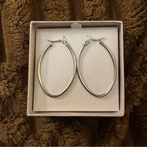 Stainless Steel Oval Hoop Earrings